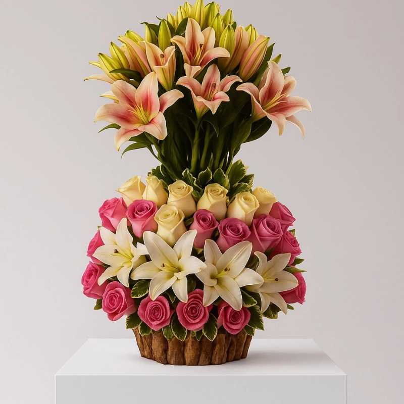 White And Pink Garden Flower Bouquet